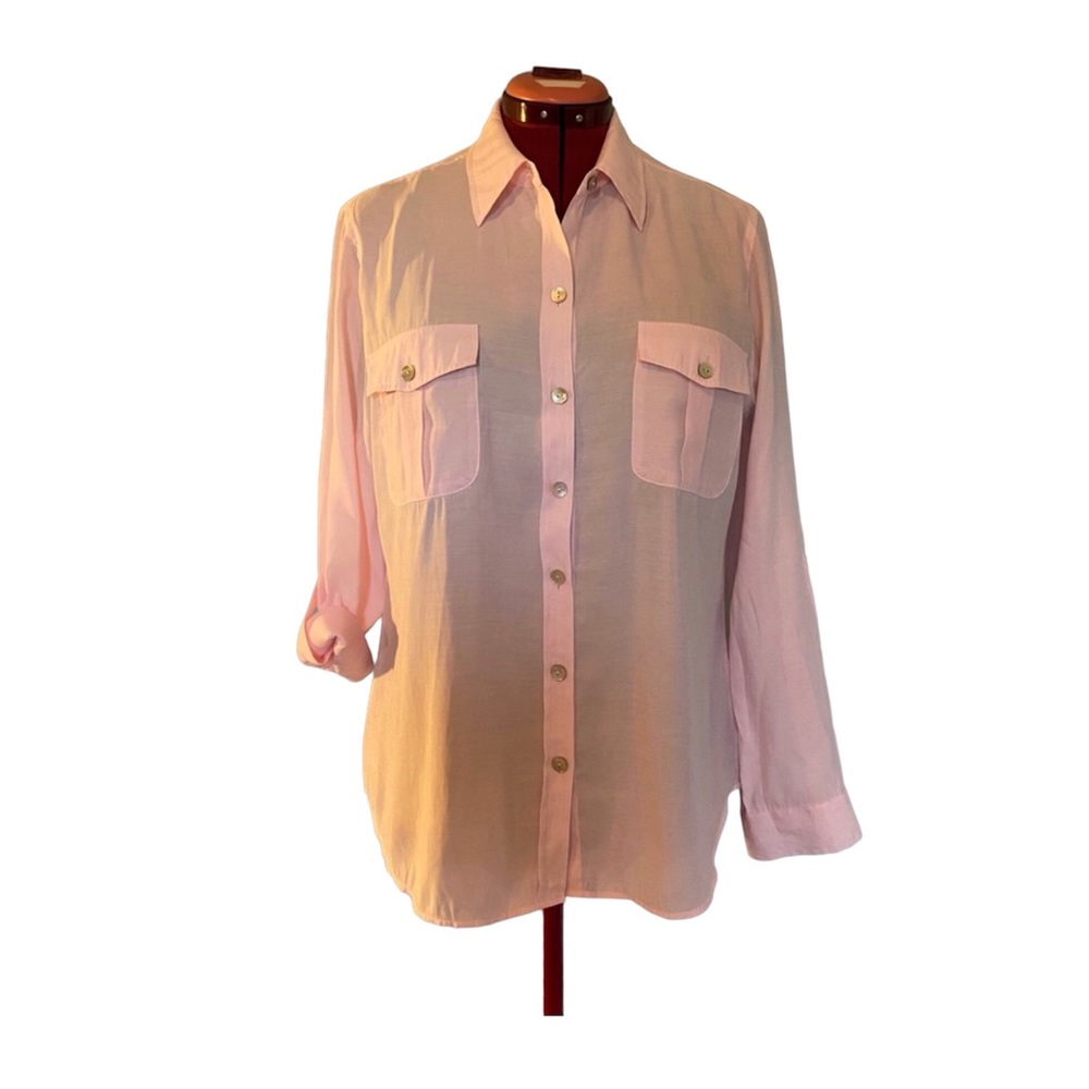 Chico’s Light Pink Button Down Blouse with Tabs